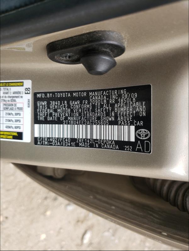 Photo 9 VIN: 2T1BU4EE2AC255605 - TOYOTA COROLLA BA 