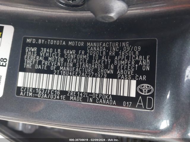 Photo 8 VIN: 2T1BU4EE2AC271979 - TOYOTA COROLLA 