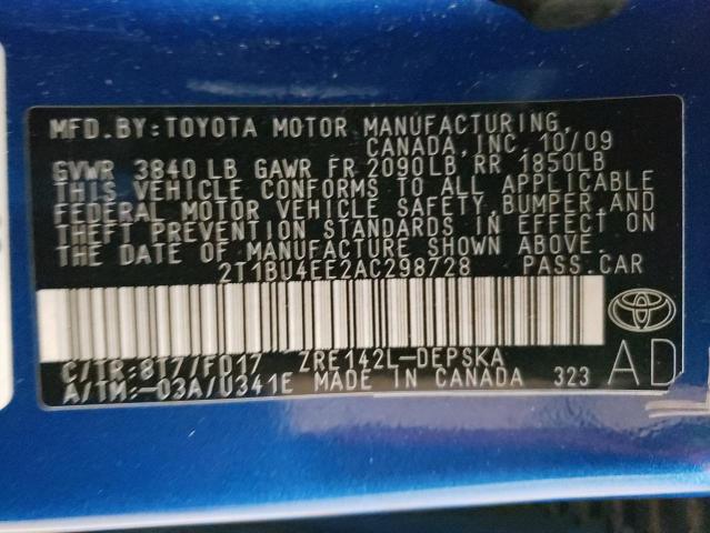 Photo 11 VIN: 2T1BU4EE2AC298728 - TOYOTA COROLLA 