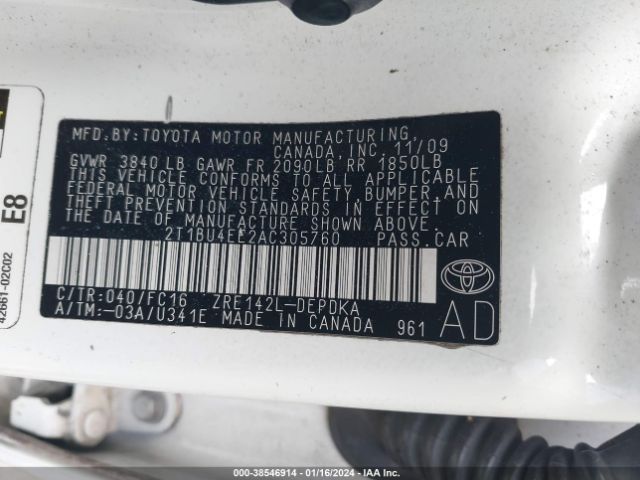 Photo 8 VIN: 2T1BU4EE2AC305760 - TOYOTA COROLLA 