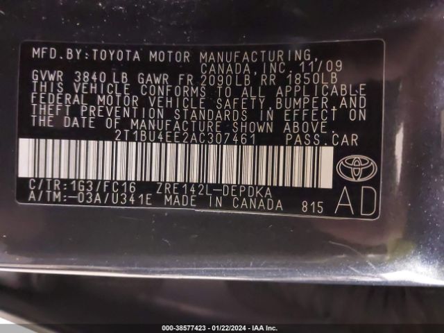 Photo 8 VIN: 2T1BU4EE2AC307461 - TOYOTA COROLLA 