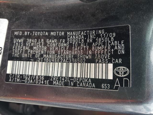 Photo 11 VIN: 2T1BU4EE2AC316502 - TOYOTA COROLLA BA 