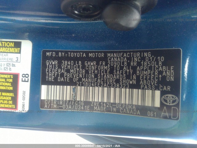 Photo 8 VIN: 2T1BU4EE2AC338323 - TOYOTA COROLLA 