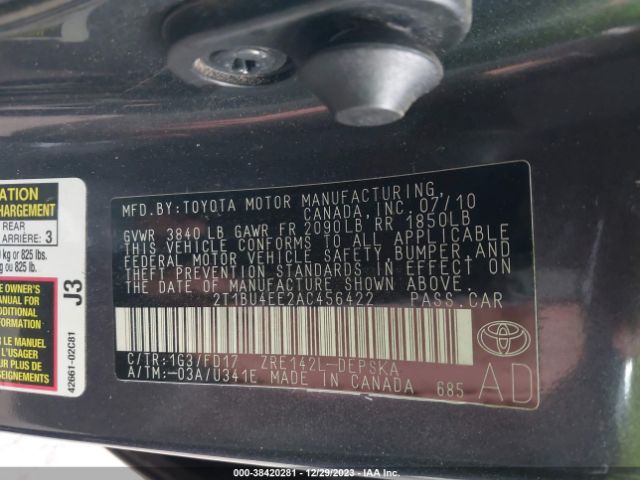 Photo 8 VIN: 2T1BU4EE2AC456422 - TOYOTA COROLLA 