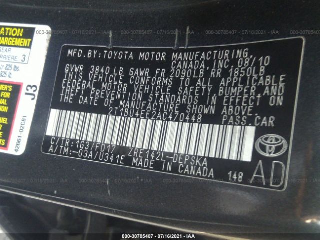 Photo 8 VIN: 2T1BU4EE2AC470448 - TOYOTA COROLLA 