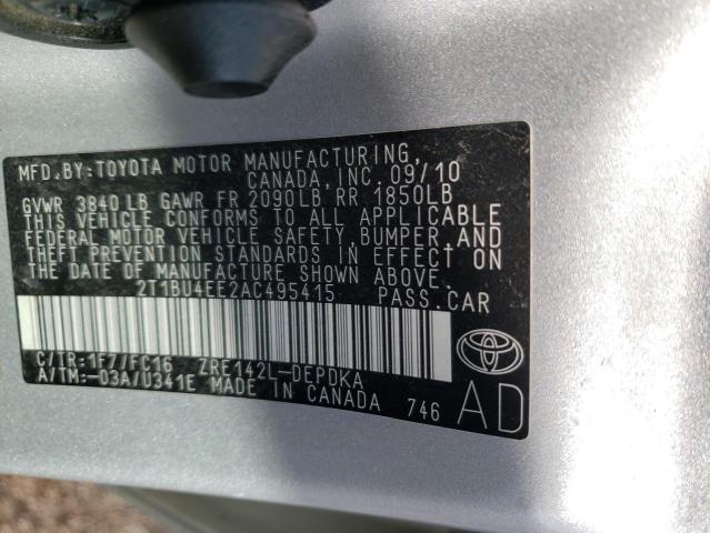 Photo 12 VIN: 2T1BU4EE2AC495415 - TOYOTA COROLLA BA 