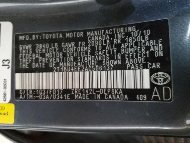 Photo 11 VIN: 2T1BU4EE2AC506137 - TOYOTA COROLLA BA 