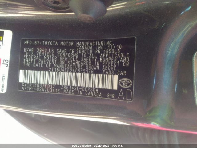 Photo 8 VIN: 2T1BU4EE2AC515176 - TOYOTA COROLLA 