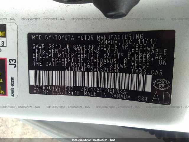 Photo 8 VIN: 2T1BU4EE2AC528560 - TOYOTA COROLLA 