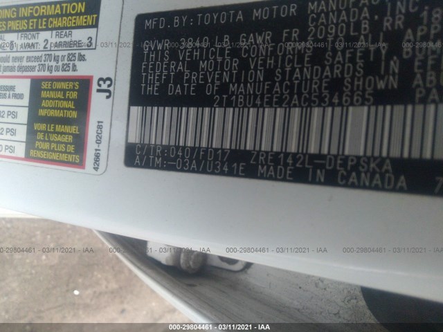 Photo 8 VIN: 2T1BU4EE2AC534665 - TOYOTA COROLLA 