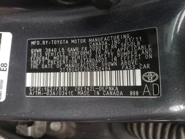 Photo 9 VIN: 2T1BU4EE2BC550494 - TOYOTA COROLLA BA 