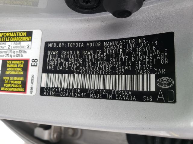 Photo 9 VIN: 2T1BU4EE2BC551127 - TOYOTA COROLLA BA 