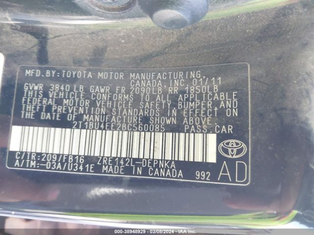 Photo 8 VIN: 2T1BU4EE2BC560085 - TOYOTA COROLLA 