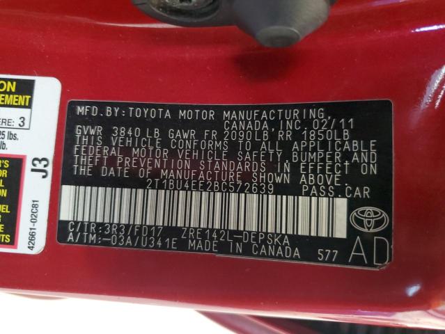 Photo 11 VIN: 2T1BU4EE2BC572639 - TOYOTA COROLLA 