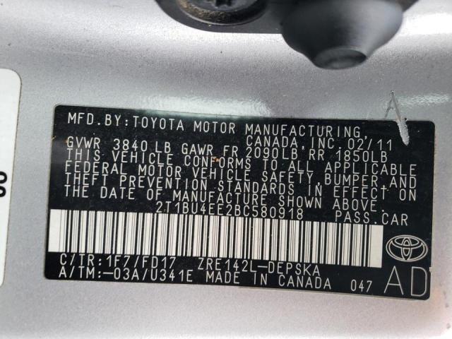 Photo 9 VIN: 2T1BU4EE2BC580918 - TOYOTA COROLLA BA 