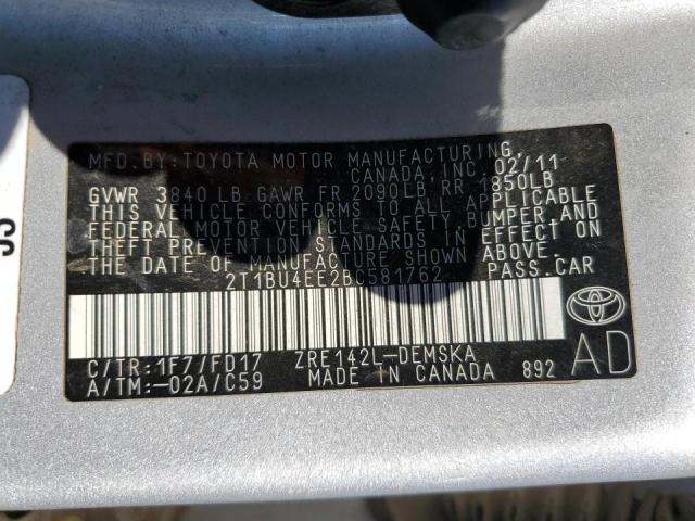 Photo 9 VIN: 2T1BU4EE2BC581762 - TOYOTA CAROLLA 