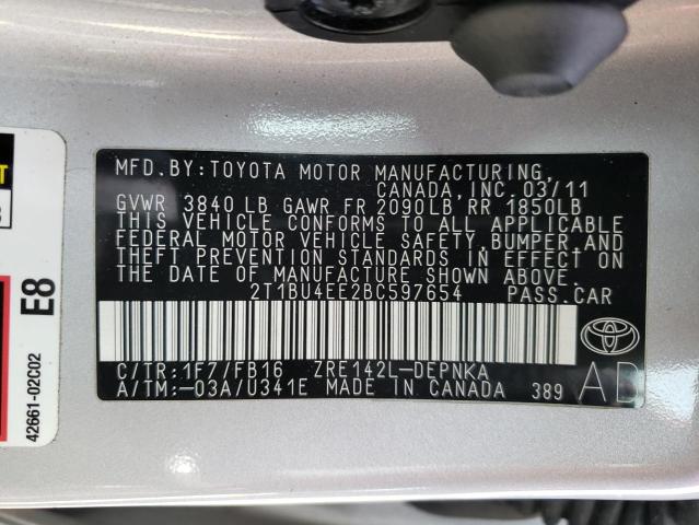 Photo 11 VIN: 2T1BU4EE2BC597654 - TOYOTA COROLLA 