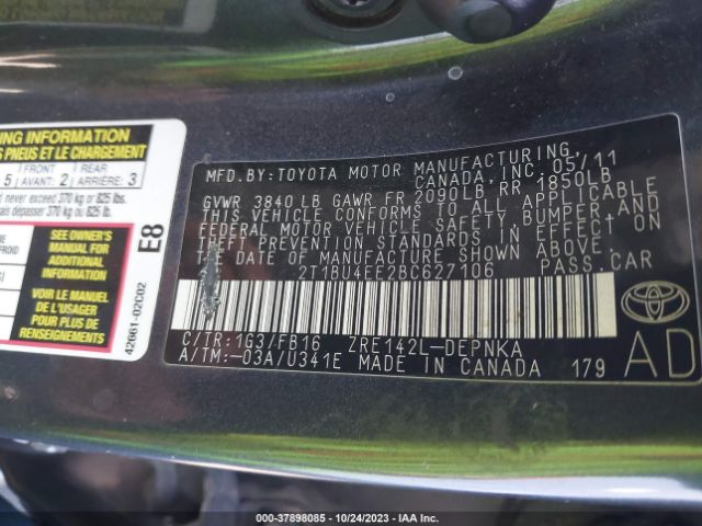 Photo 8 VIN: 2T1BU4EE2BC627106 - TOYOTA COROLLA 