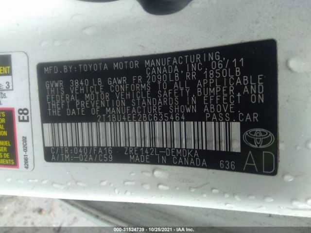 Photo 8 VIN: 2T1BU4EE2BC635464 - TOYOTA COROLLA 