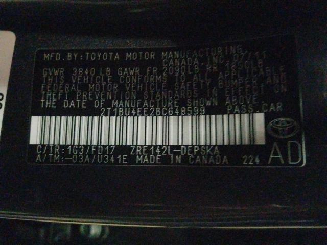 Photo 9 VIN: 2T1BU4EE2BC648599 - TOYOTA COROLLA BA 