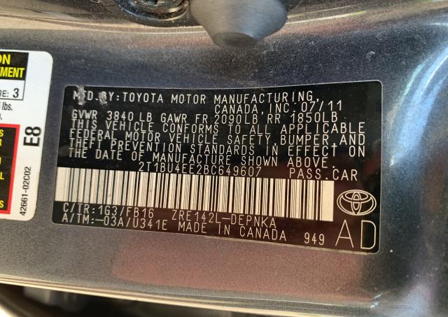 Photo 9 VIN: 2T1BU4EE2BC649607 - TOYOTA COROLLA BA 