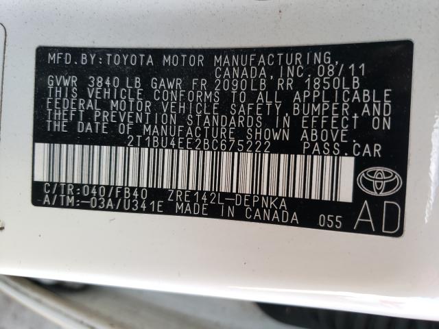 Photo 9 VIN: 2T1BU4EE2BC675222 - TOYOTA COROLLA BA 