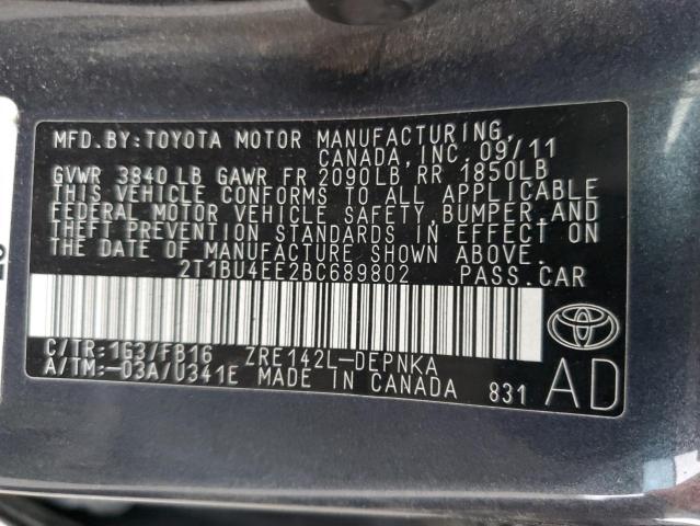 Photo 11 VIN: 2T1BU4EE2BC689802 - TOYOTA COROLLA BA 