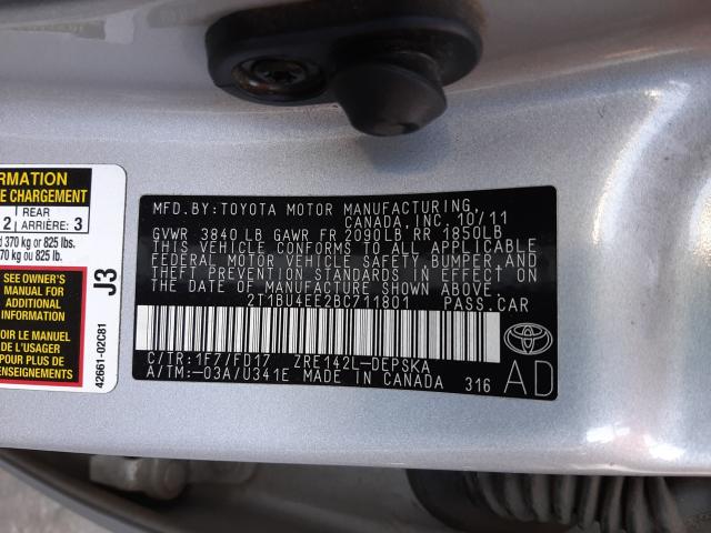 Photo 9 VIN: 2T1BU4EE2BC711801 - TOYOTA COROLLA BA 