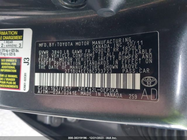 Photo 8 VIN: 2T1BU4EE2BC723723 - TOYOTA COROLLA 