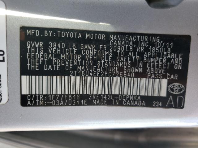 Photo 9 VIN: 2T1BU4EE2BC726640 - TOYOTA COROLLA 