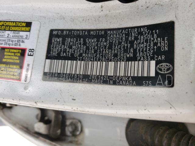 Photo 9 VIN: 2T1BU4EE2BC750520 - TOYOTA COROLLA BA 