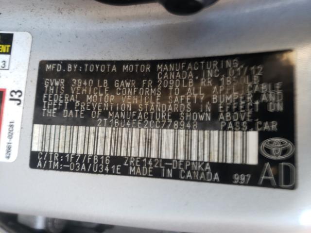 Photo 9 VIN: 2T1BU4EE2CC778948 - TOYOTA COROLLA BA 