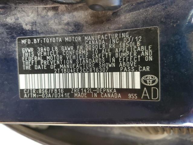 Photo 11 VIN: 2T1BU4EE2CC816307 - TOYOTA COROLLA 