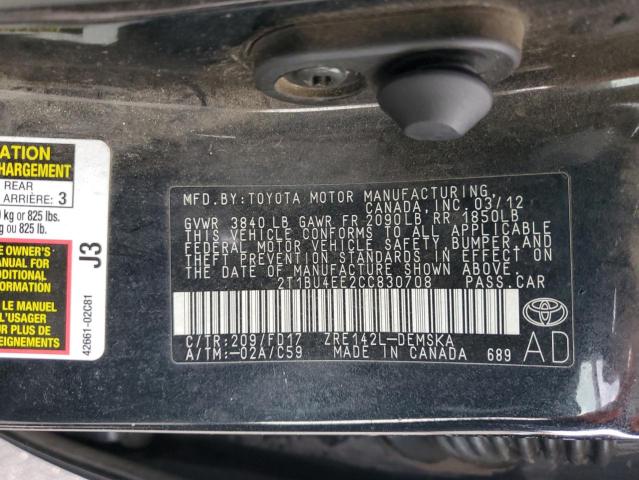 Photo 12 VIN: 2T1BU4EE2CC830708 - TOYOTA COROLLA 