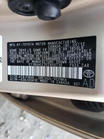 Photo 9 VIN: 2T1BU4EE2CC840736 - TOYOTA COROLLA BA 