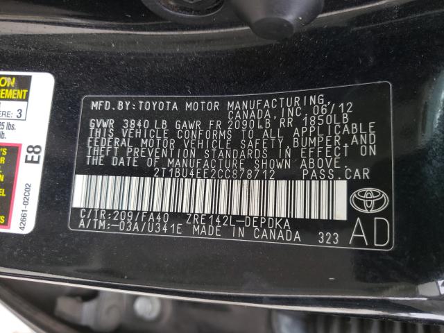 Photo 9 VIN: 2T1BU4EE2CC878712 - TOYOTA COROLLA BA 