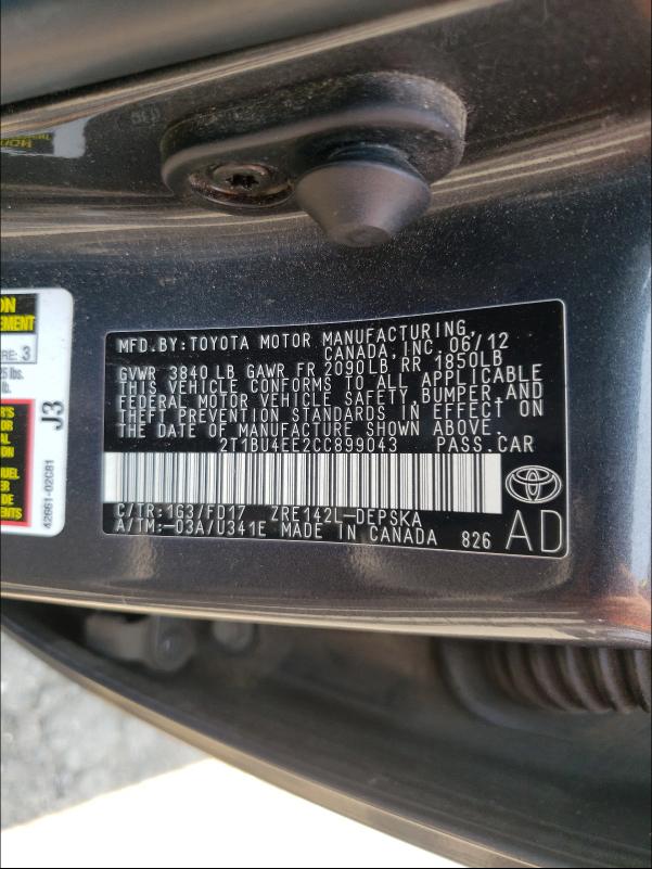 Photo 9 VIN: 2T1BU4EE2CC899043 - TOYOTA COROLLA BA 