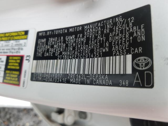 Photo 9 VIN: 2T1BU4EE2CC914351 - TOYOTA COROLLA BA 