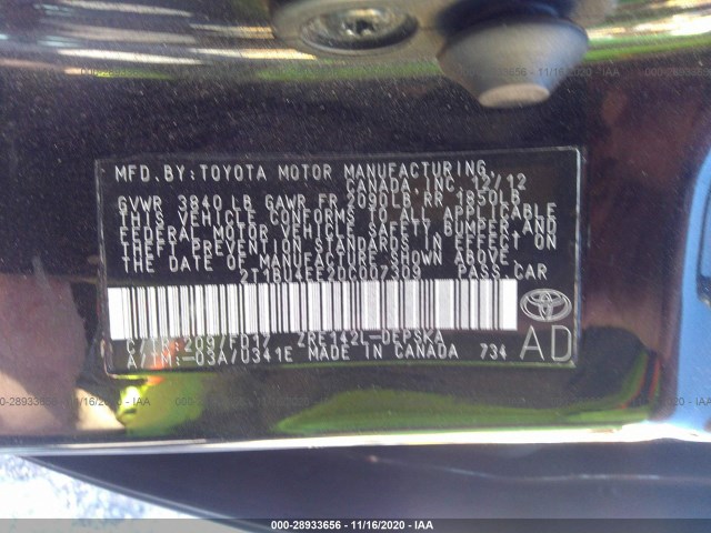 Photo 8 VIN: 2T1BU4EE2DC007309 - TOYOTA COROLLA 