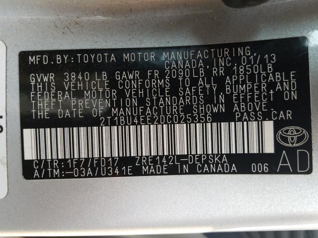 Photo 9 VIN: 2T1BU4EE2DC025356 - TOYOTA COROLLA BA 