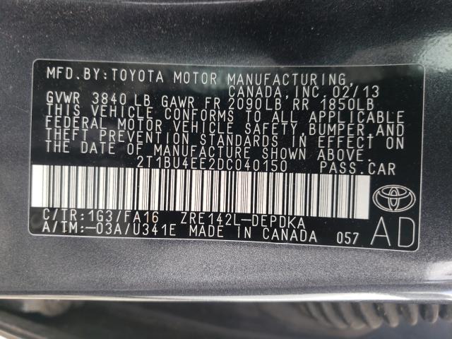 Photo 9 VIN: 2T1BU4EE2DC040150 - TOYOTA COROLLA BA 