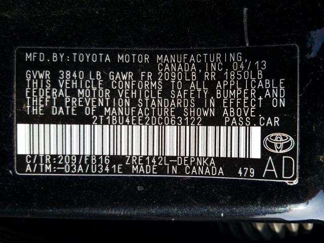 Photo 9 VIN: 2T1BU4EE2DC063122 - TOYOTA COROLLA BA 