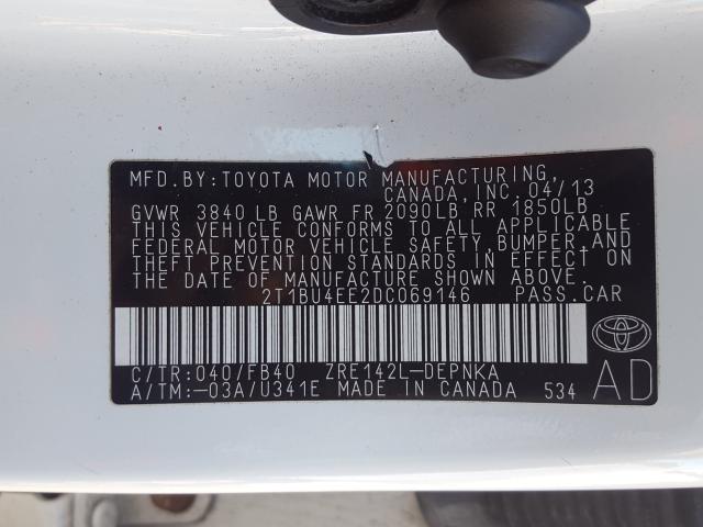 Photo 9 VIN: 2T1BU4EE2DC069146 - TOYOTA COROLLA BA 