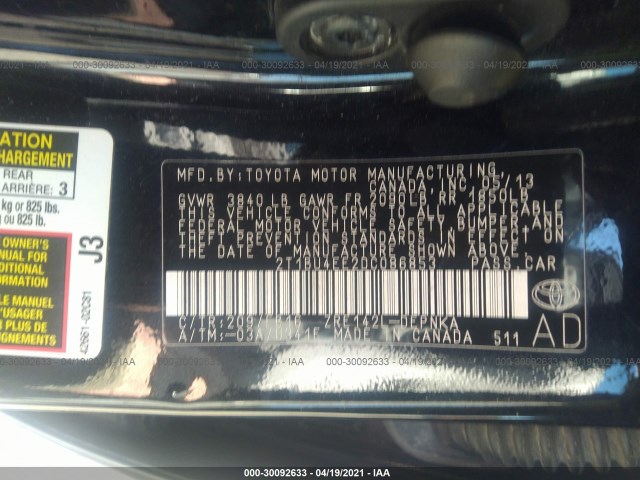 Photo 8 VIN: 2T1BU4EE2DC086853 - TOYOTA COROLLA 