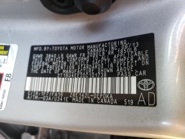 Photo 9 VIN: 2T1BU4EE2DC101738 - TOYOTA COROLLA BA 