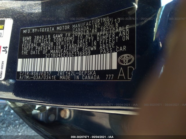 Photo 8 VIN: 2T1BU4EE2DC116899 - TOYOTA COROLLA 