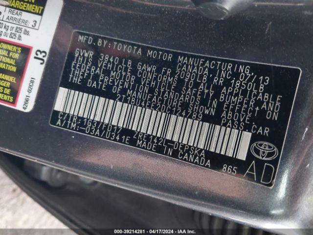 Photo 8 VIN: 2T1BU4EE2DC124789 - TOYOTA COROLLA 