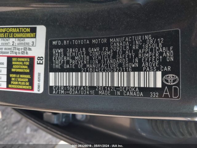 Photo 8 VIN: 2T1BU4EE2DC923116 - TOYOTA COROLLA 