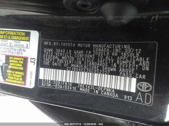 Photo 8 VIN: 2T1BU4EE2DC952227 - TOYOTA COROLLA 