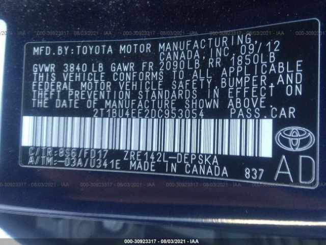 Photo 8 VIN: 2T1BU4EE2DC953054 - TOYOTA COROLLA 